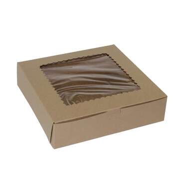 BOXIT CORPORATION Bakery/Cupcake Box, 10"x 10"x 2-1/2", Kraft, Paperboard, 12 Mini Cupcakes, Window, (100/Case) Box-it 101025W-501