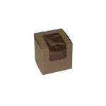 BOXIT CORPORATION Bakery/Cupcake Box, 4" x 4" x 4", Kraft, Paperboard, 1 Cup, w/ Window, (100/Case), Box-it 444W-501