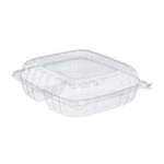 DART SOLO CONTAINER Hinged Container, 8.9"x9.4", 3 Compartment, Clear, OPS, (200/Case) Dart C95PST3