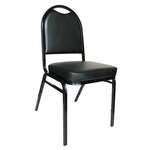 Falcon Chair, 40",  Black, Vinyl Seat, Flat Back, Stackable, Arvesta CH2-BK/BK