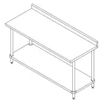 Falcon WT-2436-SSU-4 Work Table,  36" - 38", Stainless Steel Top